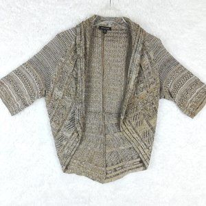 Notations Womens Sweater‎ Cardigan Open Front Loose Knit Half Sleeve Brown XL